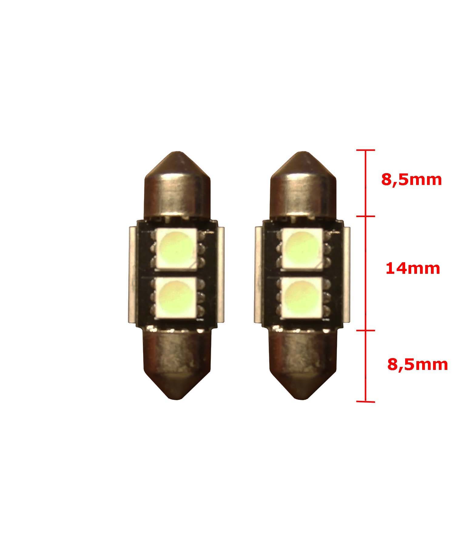 2 SMD Wit Canbus LED binnenverlichting 31mm set - Afbeelding 3