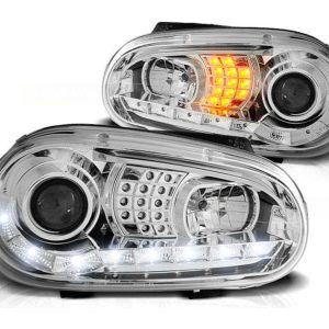 Koplamp units LED dagrijverlichting Chrome geschikt voor VW Golf 4
