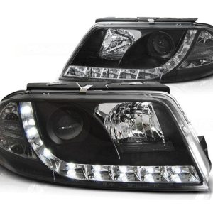 True LED DRL koplampen Black geschikt voor VW Passat 3BG