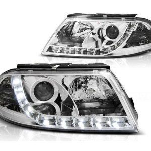 True LED DRL koplampen Chrome geschikt voor VW Passat 3BG