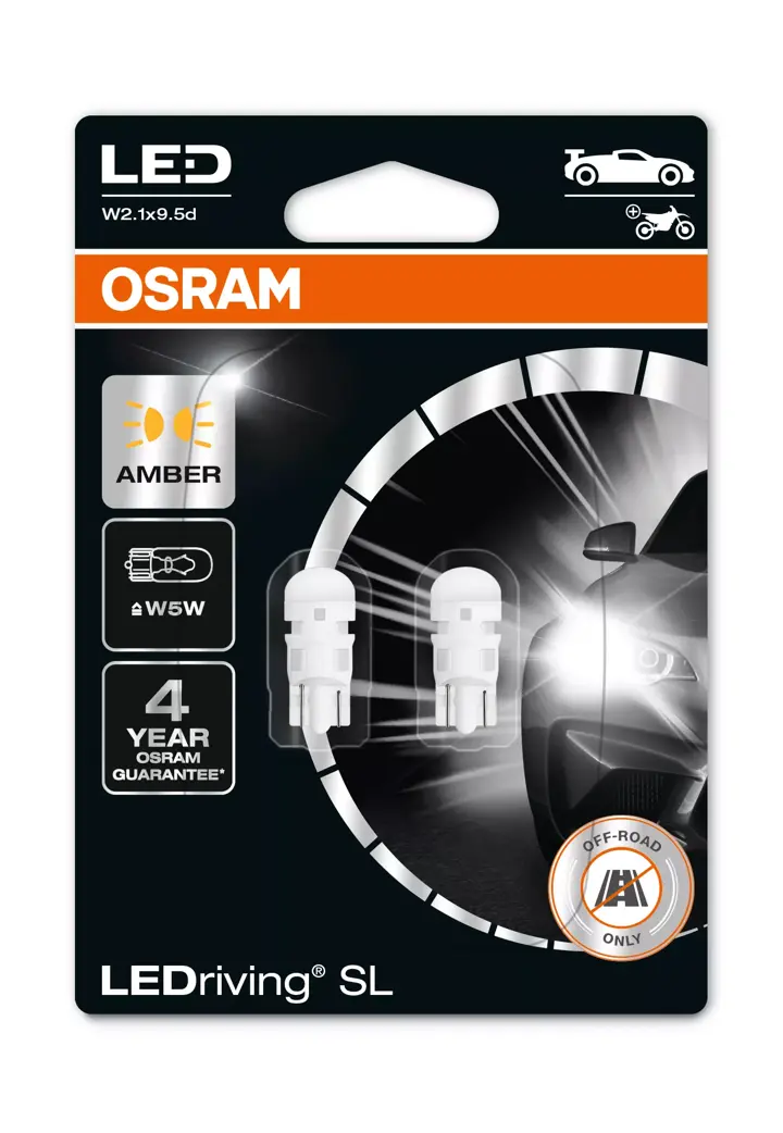 Osram LEDriving SL W5W-T10 Amber / Oranje 2827DYP set - Afbeelding 2